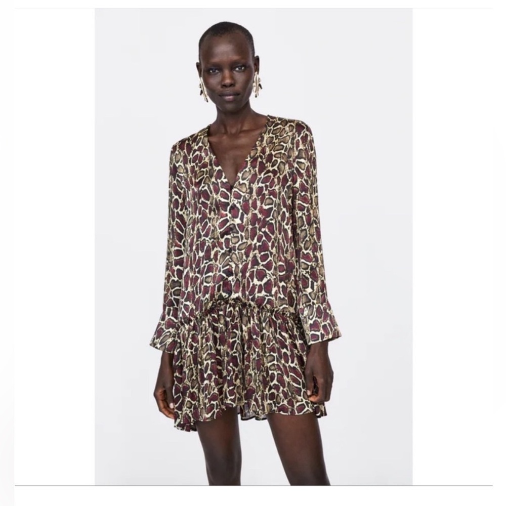 3 for$33 bundle ZARA Leopard, giraffe print Dress Burgundyred, brown Size medium